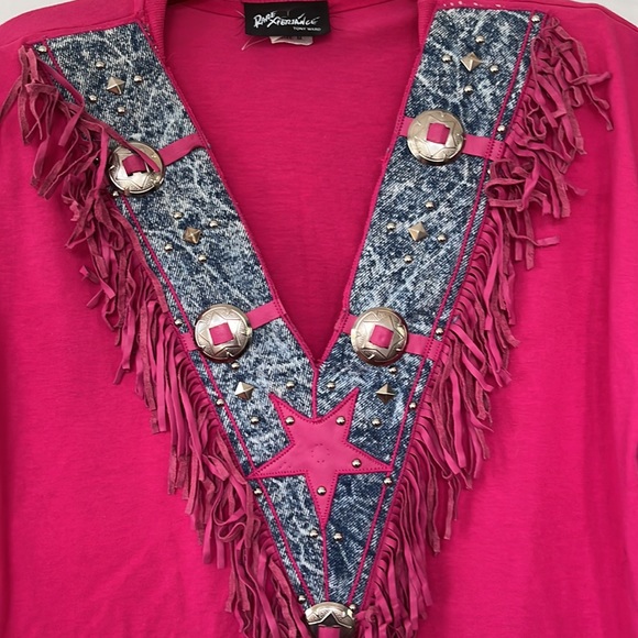 Vintage Tony Ward Rare
Experience Leather Fringe Top Pink Size Medium - Picture 3 of 6
